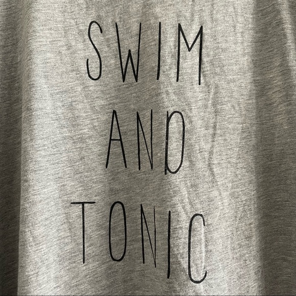 Grey graphic tshirt, SWIM AND TONIC minimal black font - Picture 6 of 7
